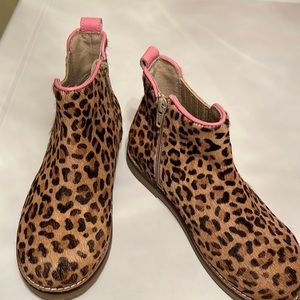 Mini Boden girls Chelsea leopard leather boots new